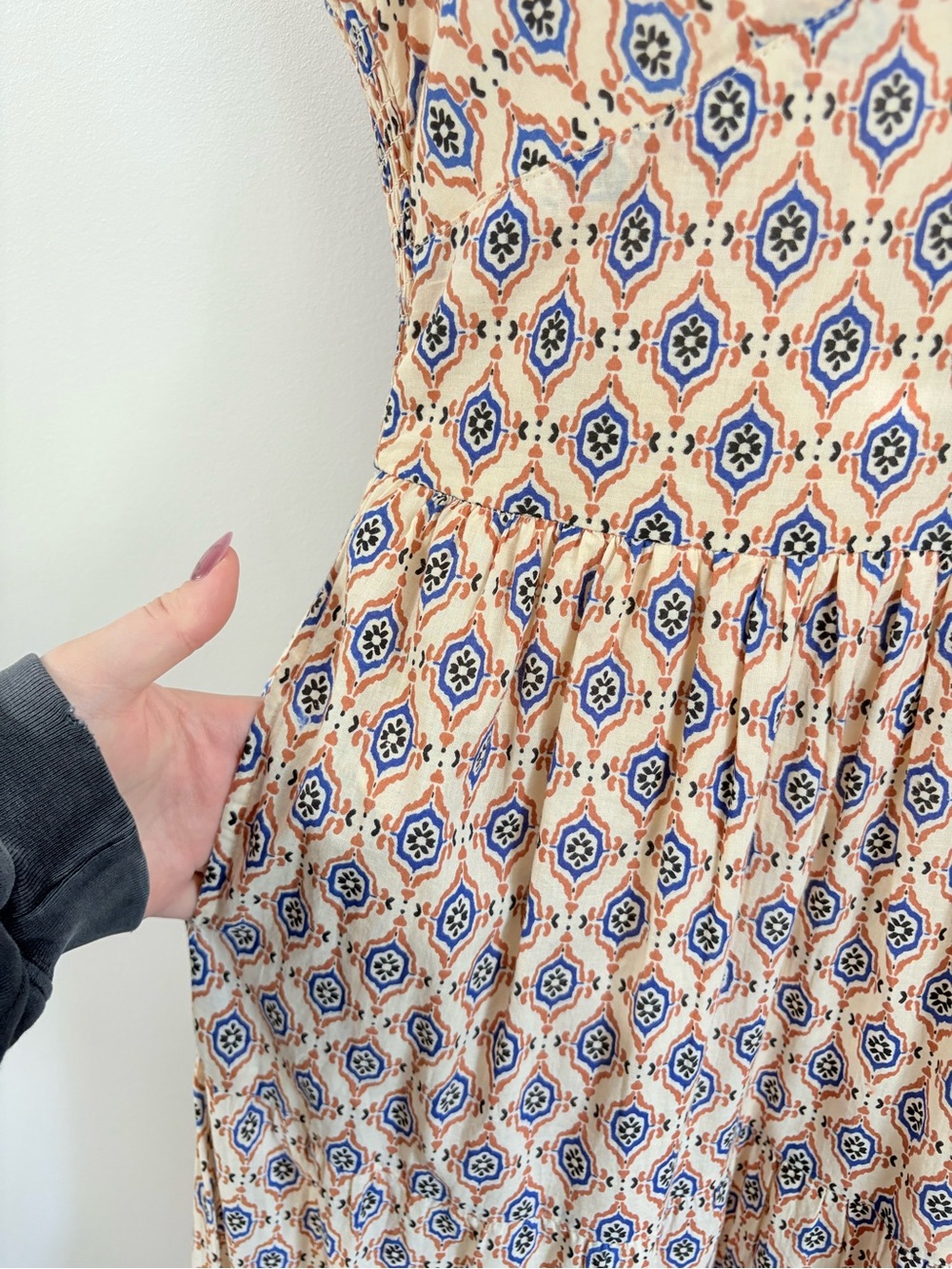PATRONS OF PEACE Geo Print Strappy Maxi Dress Boho Euro Summer Resort Vacation S - Picture 5 of 6